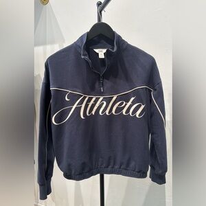 Athleta “Girl School Vibes” 1/4 Zip Navy Blue Sweatshirt